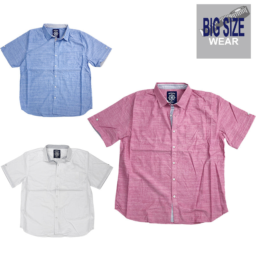 [Sale] [OUTLET] KING SIZE King size BIG SIZE Big size T/C Slub chambray marine shirt Large size loose 2L 3L 4L 5L 6L American casual casual