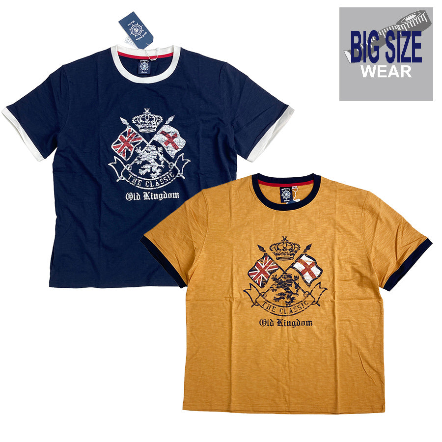 [Sale] [OUTLET] KING SIZE King Size BIG SIZE Big Size Slub Tenjiku Ringer T-shirt Large Size Loose 2L 3L 4L 5L 6L American Casual Casual